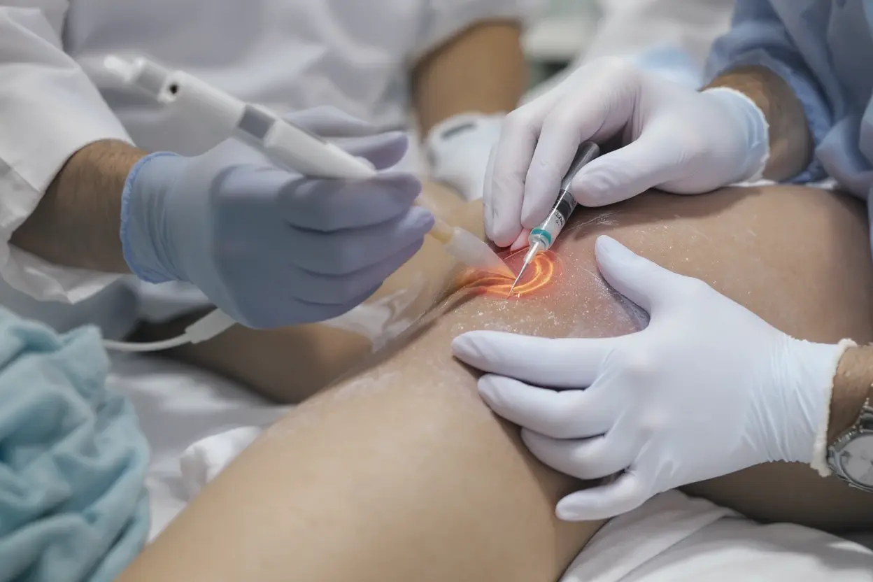Doctor administering a joint injection