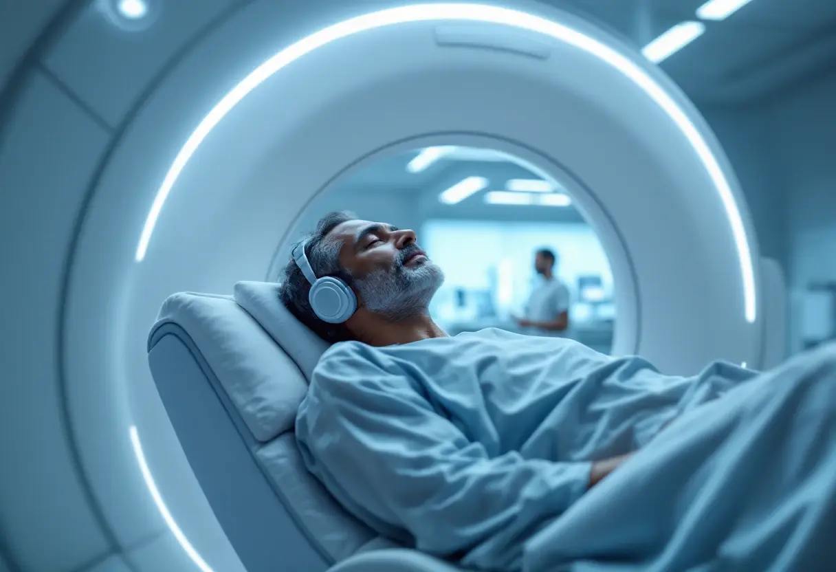 Technician operating an MRI machine