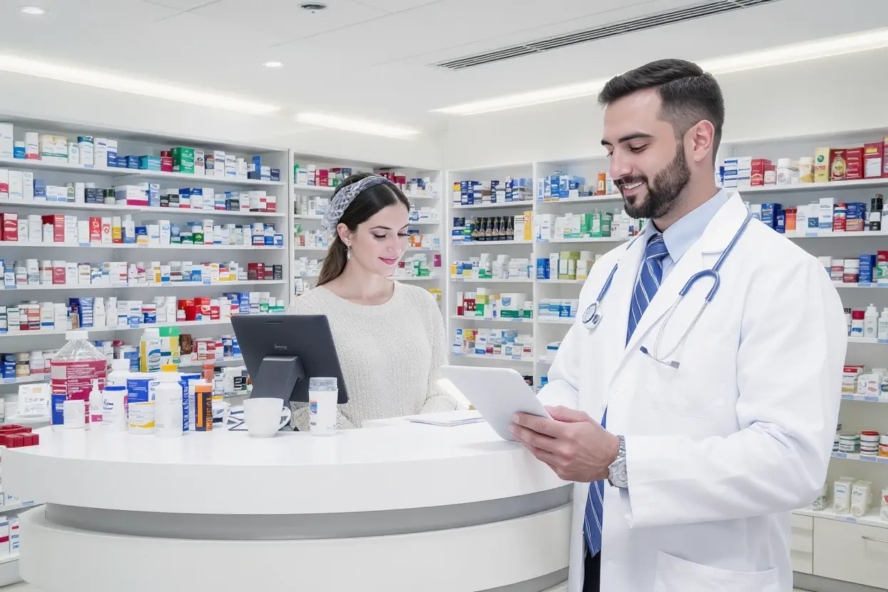 Pharmacist dispensing medication